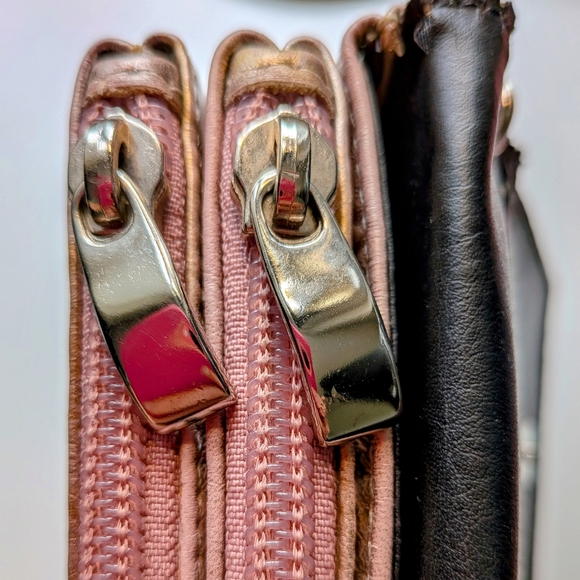 Due Fratelli Vintage Genuine Leather Crossbody Bag – Gold, Pink & Brown - Picture 6 of 9